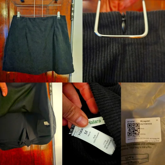Halara Black Corduroy Skirt with Built-in Shorts - Picture 1 of 7